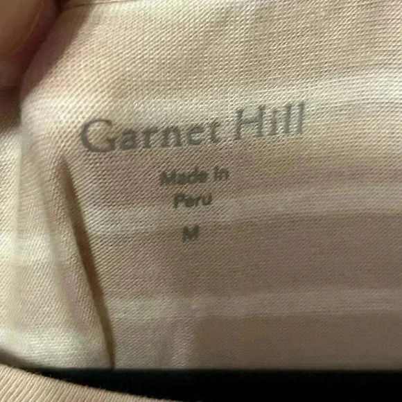 Garnet Hill Long Sleeve Beige/Tan and White Striped Shirt Size Medium - Picture 2 of 6